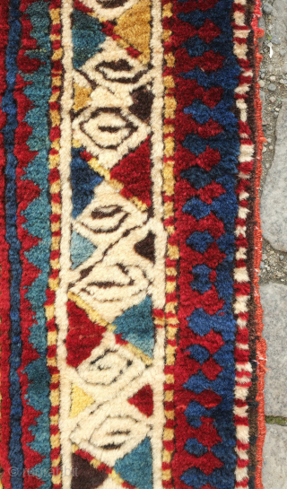 Lesghi Kazak small rug, first half of 20th century or earlier.  Hand spun lambs wool in saturated natural dyes in a fine weave.  The pile is full and plush.   ...