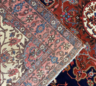 Hamadan rug, late 19th, early 20th century.  It bears an exquisite central medallion in Chinese cloud band and cloud collar elements. The medallion is flanked with birds in the four corners.  ...