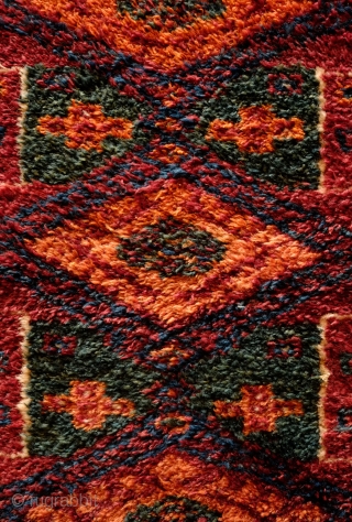 Afshar bedding/yatak style rug, Quchan - Khorassan, Late 19th Century.  Incredible plush wool and great colors. A couple of small repairs.  106 x 140 cm      
