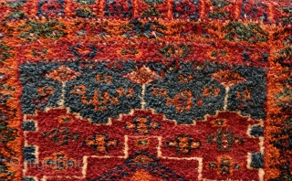 Afshar bedding/yatak style rug, Quchan - Khorassan, Late 19th Century.  Incredible plush wool and great colors. A couple of small repairs.  106 x 140 cm      