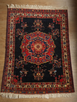 Neriz Afshar rug, 1920s or so. Exceptional design, colors, wool and weave. In perfect condition.  150 x 201 cm             