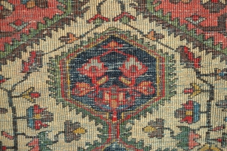 Malayer rug. Early 20th century. Great colors and sweet size.  Excellent composition. 
 Selvedges replaced. 99 x 157 cm             