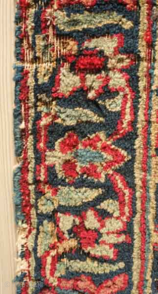 A small and fine eastern Persian rug, late 19th century.  Wonderful soft wool and elegant color combination.  Camel wool field.  Some moth nibbles in a few areas.  75  ...