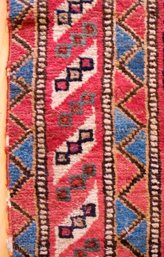 Khamseh-Qashqa'i Rug, 19th Century.  Kashmir shawl ground design with varying color schemes between the end sections and the center area with triple medallions. Selvedges mostly in tact with worn areas and  ...