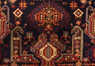 Kuba rug, late 19th century.  Fine weave and wonderful colors.  Striking border. 
 107 x 180 cm              
