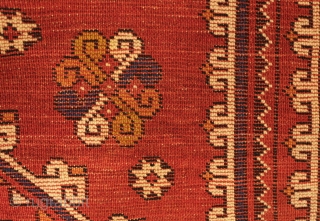 Bergama rug, Late 19th century.  Good colors.  In very good condition with slightly low pile in some spots. 182 x 233 cm         