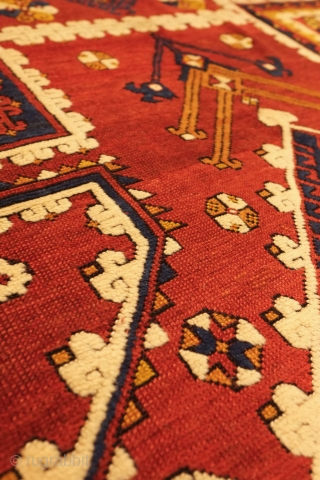 Bergama rug, Late 19th century.  Good colors.  In very good condition with slightly low pile in some spots. 182 x 233 cm         