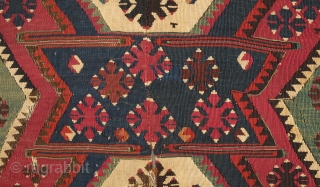 Malatya kilim, 19th century.  Deeply saturated colors and finely woven.  Note the pendant motif in the third to last image.  167 x 315 cm. Contact danauger@tribalgardenrugs.com    