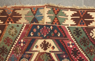 Malatya kilim, 19th century.  Deeply saturated colors and finely woven.  Note the pendant motif in the third to last image.  167 x 315 cm. Contact danauger@tribalgardenrugs.com    