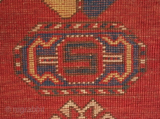 Fachralo Kazak prayer rug, 1916 according to the date inscribed.  Excellently drawn graphics.  In perfect condition. 116 x 197 cm  Contact danauger@tribalgardenrugs.com        