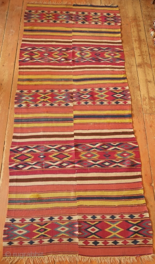 Dazkiri Kilim, 3rd Quarter of the 19th Century.  This kilim is a wonderful burst of rich and intense colors.  It is in two panels and possibly had a third panel.  ...