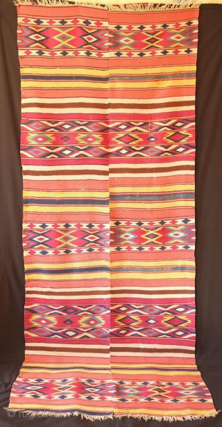 Dazkiri Kilim, 3rd Quarter of the 19th Century.  This kilim is a wonderful burst of rich and intense colors.  It is in two panels and possibly had a third panel.  ...