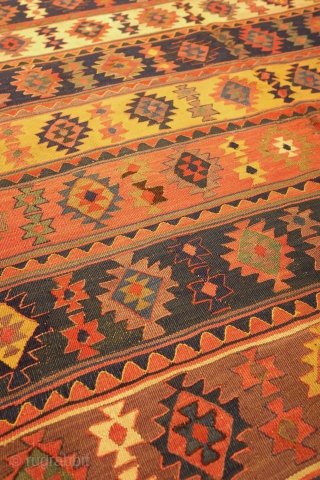 Bijar Kilim, 19th century.  Fantastic saturated all natural colors. Great condition. 163 x 269 cm                 