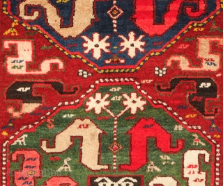 Chondzoresk rug, Late 19th century to early 1900s.  Fantastic colors.  Thick pile.  One small repair shown in the last image.  136 x 174 cm.  Contact at danauger@tribalgardenrugs.com 