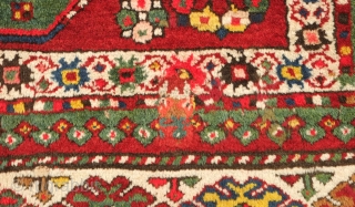 Chondzoresk rug, Late 19th century to early 1900s.  Fantastic colors.  Thick pile.  One small repair shown in the last image.  136 x 174 cm.  Contact at danauger@tribalgardenrugs.com 