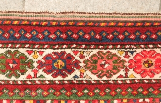 Chondzoresk rug, Late 19th century to early 1900s.  Fantastic colors.  Thick pile.  One small repair shown in the last image.  136 x 174 cm.  Contact at danauger@tribalgardenrugs.com 