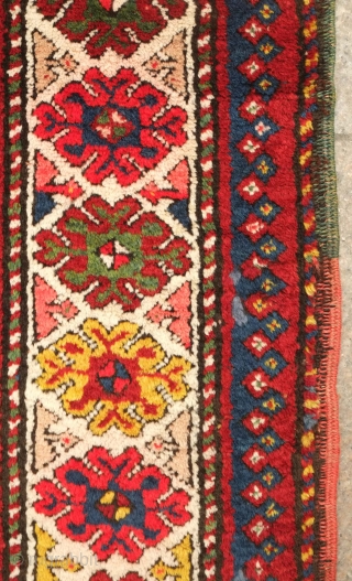 Chondzoresk rug, Late 19th century to early 1900s.  Fantastic colors.  Thick pile.  One small repair shown in the last image.  136 x 174 cm.  Contact at danauger@tribalgardenrugs.com 