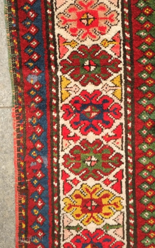 Chondzoresk rug, Late 19th century to early 1900s.  Fantastic colors.  Thick pile.  One small repair shown in the last image.  136 x 174 cm.  Contact at danauger@tribalgardenrugs.com 