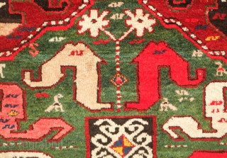 Chondzoresk rug, Late 19th century to early 1900s.  Fantastic colors.  Thick pile.  One small repair shown in the last image.  136 x 174 cm.  Contact at danauger@tribalgardenrugs.com 