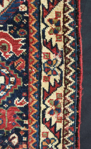 Kashkuli, Qashqa'i Khorjin, Mid-19th century. Excellent, fine weave. Fantastic colors. A couple areas of damage shown in the images. Bag face 64 x 57 cm, full length 107 cm. Contact danauger@tribalgardenrugs.com  