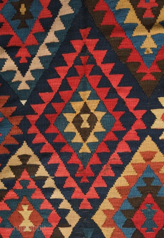 Shirvan-Baku Tribal Kilim, 19th Century.  Cotton for the whites.  Exceptional weave and all good colors.  Excellent condition.  151 x 355 cm        