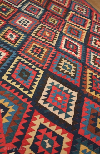 Shirvan-Baku Tribal Kilim, 19th Century.  Cotton for the whites.  Exceptional weave and all good colors.  Excellent condition.  151 x 355 cm        