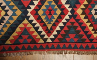 Shirvan-Baku Tribal Kilim, 19th Century.  Cotton for the whites.  Exceptional weave and all good colors.  Excellent condition.  151 x 355 cm        