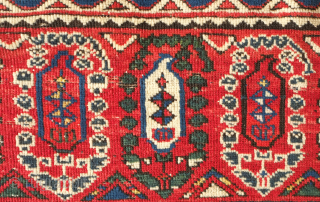 Shirvan rug, 19th century.  Botehs and shrubs of life or shrubbery of a general nature flanked by birds.  The weave is fine.  A section of wear in one of  ...