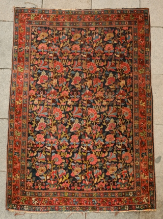 Bijar Rug, Late 19th century to early 20th Century.  Fantastic range of colors and overall design.  It great condition with full pile.  Cotton warps.  Tight weave and stiff  ...