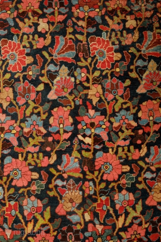 Bijar Rug, Late 19th century to early 20th Century.  Fantastic range of colors and overall design.  It great condition with full pile.  Cotton warps.  Tight weave and stiff  ...