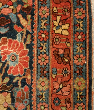 Bijar Rug, Late 19th century to early 20th Century.  Fantastic range of colors and overall design.  It great condition with full pile.  Cotton warps.  Tight weave and stiff  ...
