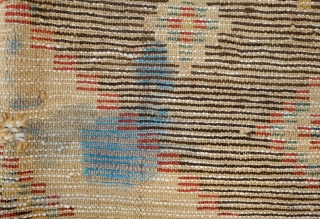 Gabbeh rug, 3rd quarter of the 19th century, Possibly older.  Fantastic design and colors. Worn but mostly there.  A small blue stain in the white diamond.  129 x 185  ...