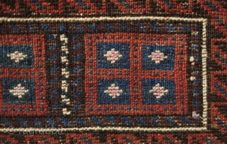 Baluch Se Mihrab Rug, Herat area, 19th century. Good age and design. Camel wool all around.  Kilim ends in good shape.  Some sections of lower pile in the mihrab area  ...