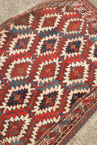 Yomut Asmalyk, 19th century. It has all good colors, crisp drawing, good pile and is in overall good condition.  It has a lively feel to it.  A fine example of  ...