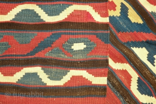 Kazak Kilim, Late 19th Century. Outstanding archaic design. 157 x 195 cm                     