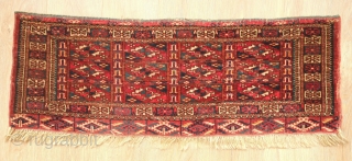 Tekke Torba face, 19th century.  Ayna gul design in a fine weave. Excellent elems. 85 x 30 cm.  Contact danauger@tribalgardenrugs.com           