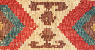 Borchalu kilim, mid-19th century or so.  Exquisite large bullseye hexagons in wonderful purple, yellow, blues and reds.  Distressed but still a beauty. 155 x 204 cm     