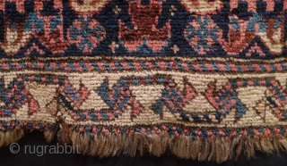 Khamseh Bag Face, Late 19th Century.  Silky soft wool.  Inward facing boteh design.  There is a bit of a tear on the right side stitched up to keepit stable.  ...