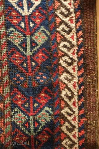 Quchan Baluch, 3rd to 4th Quarter of the 19th century. Beautiful array of colors.  The wool is very soft even if lower in the field.  The field composition has a  ...