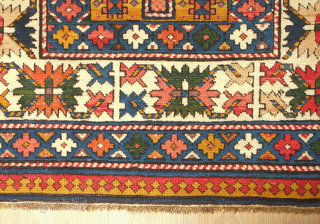 Shirvan rug, 19th century.  Deep yellow field.  Fantastic condition with good pile.    112 x 228 cm. Excellent range of colors numbering 7 or 8 colors including a  ...