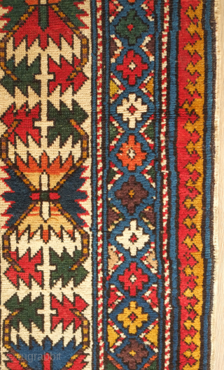 Shirvan rug, 19th century.  Deep yellow field.  Fantastic condition with good pile.    112 x 228 cm. Excellent range of colors numbering 7 or 8 colors including a  ...