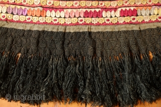 Hungarian silk embroidered apron, Early 20th Century. Silk embroidery on a cotton back with fine braided black silk tassels.  There is a stain on one of the floral sections.  Wonderful  ...