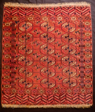 Tekke Turkmen Wedding Rug, Late 19th/early 20th century. These small format rugs were generally woven as a part of the dowry and were used for the bride and the groom to stand  ...