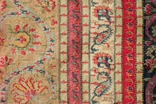 Kashmir Long Shawl Fragment, Early 19th Century. Woven in one long piece. Wide bands of elegant scrolling floral vines. It has a couple of areas of darning.  A wonderful example and  ...