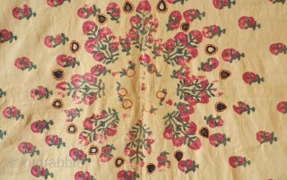 Sindh Odhani Woman's Wedding Shawl, 19th century.  Green and red silk floral motifs around a central medallion.  Some wear in the central medallion.  A nice older one.  143  ...