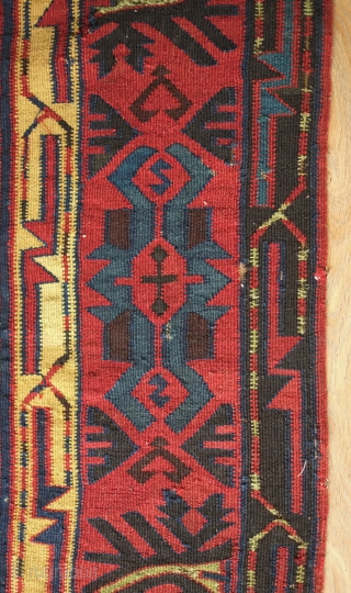 Davaghin Daghestani kilim, 3rd-4th quarter of the 19th century. Tree of life designs along the field.  Some nips along the sides but otherwise in great shape. 144 x 440 cm  