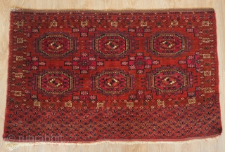 Tekke chuval face, 19th century. Salor gul design. Very fine weave and velvety feel. It has a couple of small moth nibbles here and there but not detracting.  117 x 74  ...