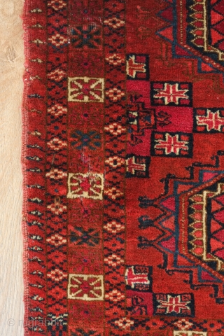 Tekke chuval face, 19th century. Salor gul design. Very fine weave and velvety feel. It has a couple of small moth nibbles here and there but not detracting.  117 x 74  ...