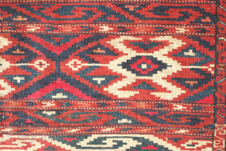 Yomut Turkmen rug, 19th century.  It is in a kilim design and overall good condition with the kilim ends in tact.  116 x 200 cm.  Contact danauger@tribalgardenrugs.com   