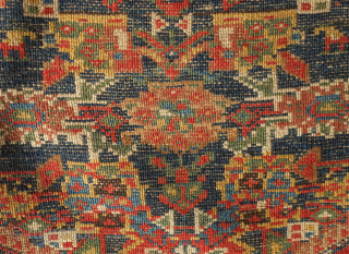 Hamadan long rug, 1904 inscription. Excellent colors, camel wool along the sides, very soft wool overall, and an intriguing abstract floral border.  121 x 313 cm. Contact danauger@tribalgardenrugs.com    